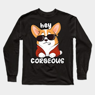 Cool corgi dog with sunglasses Long Sleeve T-Shirt